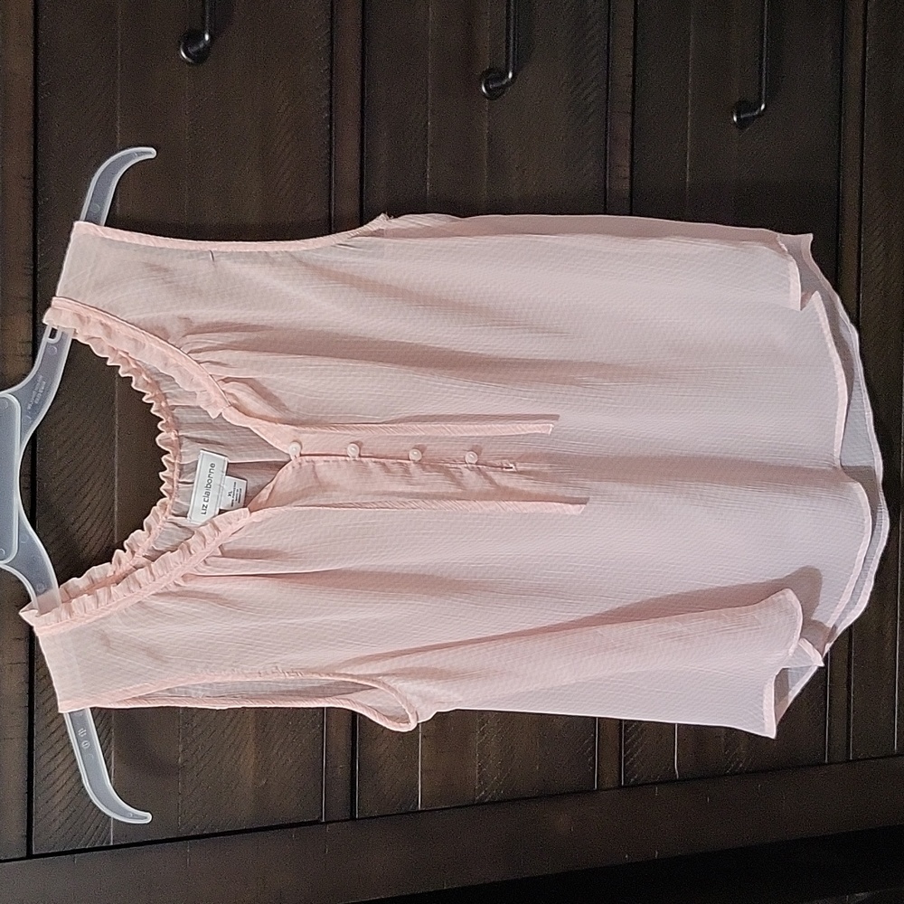 EUC Pink and White Sheer Sleeveless Top